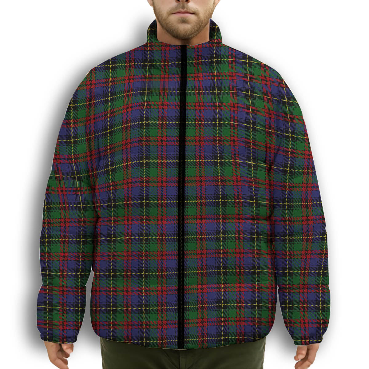 ScotsTee Shop Scottish Deas Premium Tartan Collar Down Jacket Winter White Duck Down Plaid