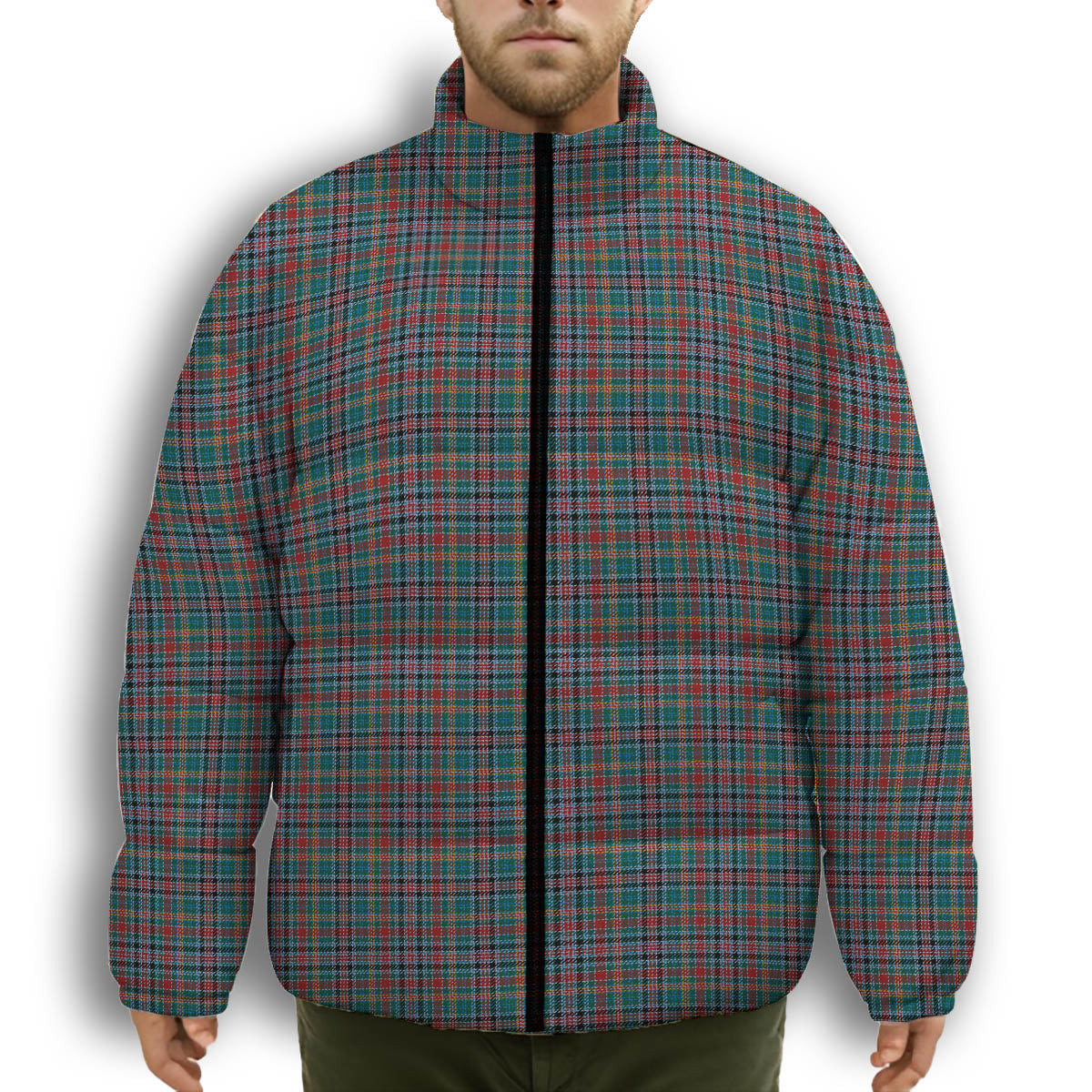 ScotsTee Shop Scottish Galbraith Old Modern Premium Tartan Collar Down Jacket Winter White Duck Down Plaid