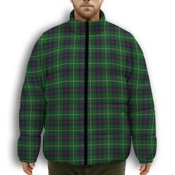 ScotsTee Shop Scottish Donald of The Isles Premium Tartan Collar Down Jacket Winter White Duck Down Plaid