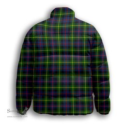 ScotsTee Shop Scottish Farquharson Modern Premium Tartan Collar Down Jacket Winter White Duck Down Plaid