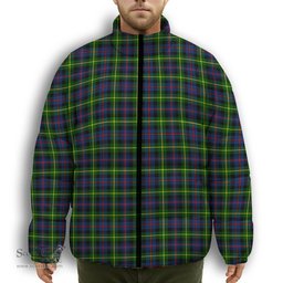 ScotsTee Shop Scottish Farquharson Modern Premium Tartan Collar Down Jacket Winter White Duck Down Plaid