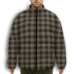 ScotsTee Shop Scottish Dunlop Hunting Premium Tartan Collar Down Jacket Winter White Duck Down Plaid