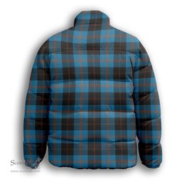 ScotsTee Shop Scottish Garden Premium Tartan Collar Down Jacket Winter White Duck Down Plaid