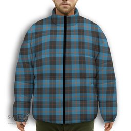 ScotsTee Shop Scottish Garden Premium Tartan Collar Down Jacket Winter White Duck Down Plaid