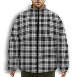 ScotsTee Shop Scottish Douglas Grey Ancient Premium Tartan Collar Down Jacket Winter White Duck Down Plaid