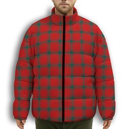 ScotsTee Shop Scottish Donald of Sleat Modern Premium Tartan Collar Down Jacket Winter White Duck Down Plaid
