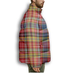 ScotsTee Shop Scottish Drummond of Strathallan Modern Premium Tartan Collar Down Jacket Winter White Duck Down Plaid