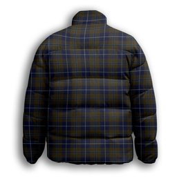 ScotsTee Shop Scottish Douglas Brown Premium Tartan Collar Down Jacket Winter White Duck Down Plaid