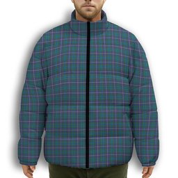 ScotsTee Shop Scottish Douglas SC Premium Tartan Collar Down Jacket Winter White Duck Down Plaid
