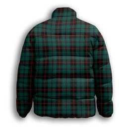 ScotsTee Shop Scottish Douglas Black Modern Premium Tartan Collar Down Jacket Winter White Duck Down Plaid
