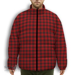 ScotsTee Shop Scottish Ettrick District Premium Tartan Collar Down Jacket Winter White Duck Down Plaid