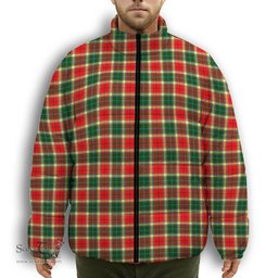 ScotsTee Shop Scottish Gibbs Premium Tartan Collar Down Jacket Winter White Duck Down Plaid