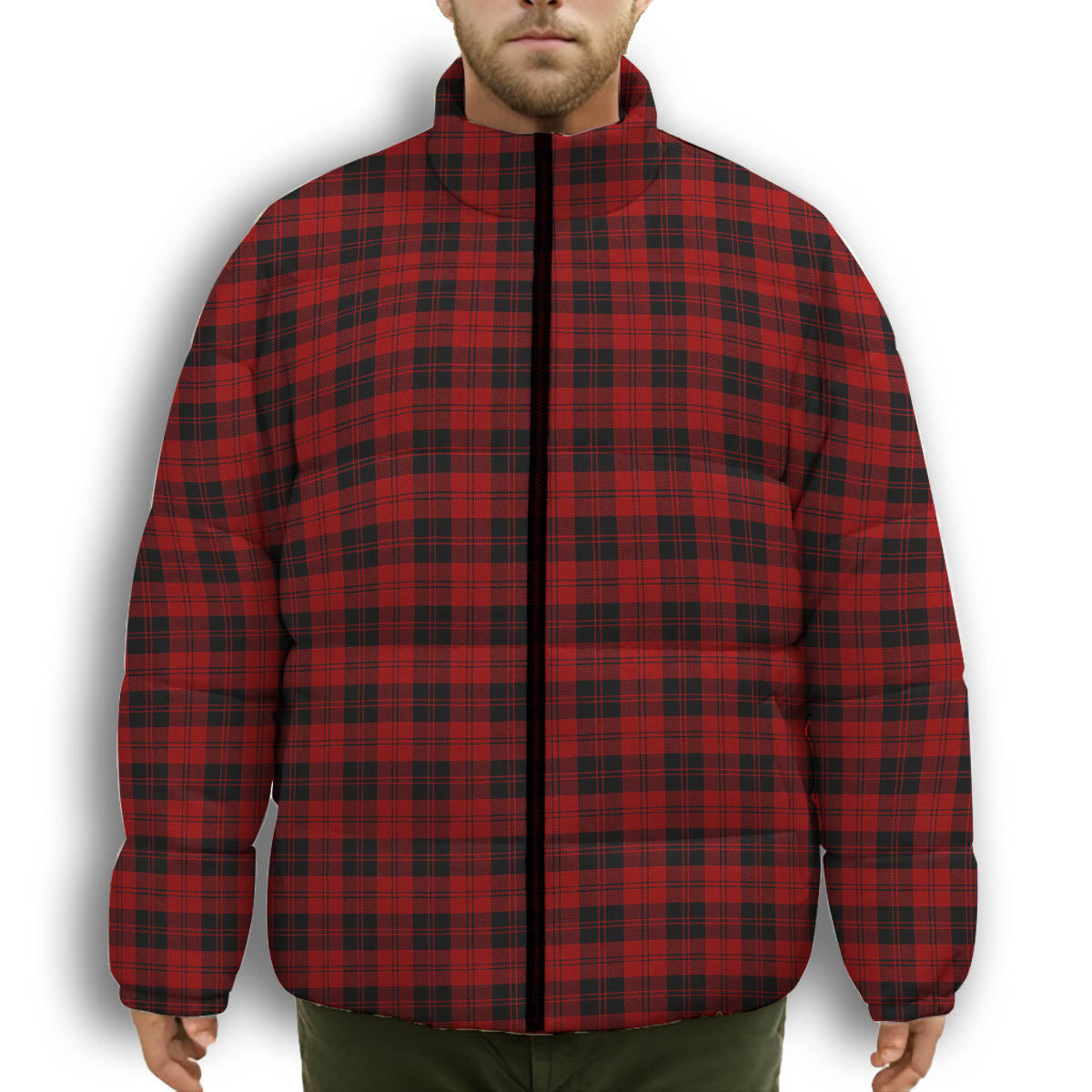 ScotsTee Shop Scottish Erskine MacGregor-Hastie Premium Tartan Collar Down Jacket Winter White Duck Down Plaid