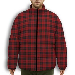ScotsTee Shop Scottish Erskine MacGregor-Hastie Premium Tartan Collar Down Jacket Winter White Duck Down Plaid