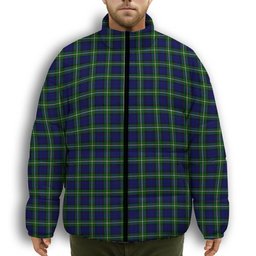 ScotsTee Shop Scottish Forbes Modern Premium Tartan Collar Down Jacket Winter White Duck Down Plaid