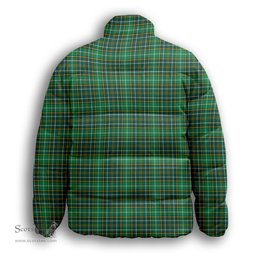 ScotsTee Shop Scottish Forrester Hunting Modern Premium Tartan Collar Down Jacket Winter White Duck Down Plaid