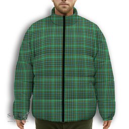 ScotsTee Shop Scottish Forrester Hunting Modern Premium Tartan Collar Down Jacket Winter White Duck Down Plaid