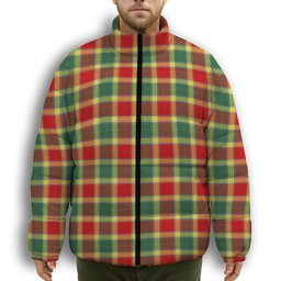 ScotsTee Shop Scottish Gibbs Modern Premium Tartan Collar Down Jacket Winter White Duck Down Plaid