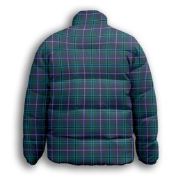 ScotsTee Shop Scottish Douglas Modern Premium Tartan Collar Down Jacket Winter White Duck Down Plaid