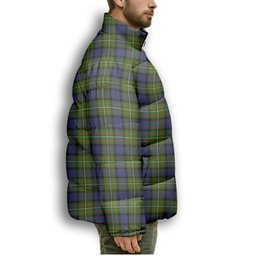 ScotsTee Shop Scottish Fergusson Modern Premium Tartan Collar Down Jacket Winter White Duck Down Plaid