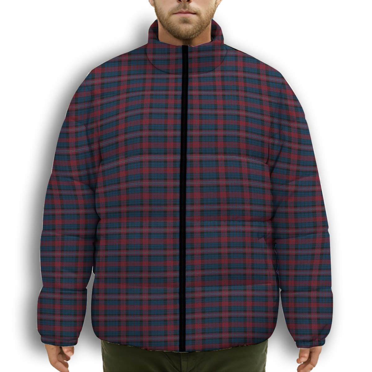 ScotsTee Shop Scottish Evans of Wales Premium Tartan Collar Down Jacket Winter White Duck Down Plaid