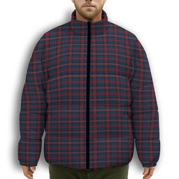 ScotsTee Shop Scottish Evans of Wales Premium Tartan Collar Down Jacket Winter White Duck Down Plaid