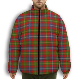 ScotsTee Shop Scottish Forrester Modern Premium Tartan Collar Down Jacket Winter White Duck Down Plaid