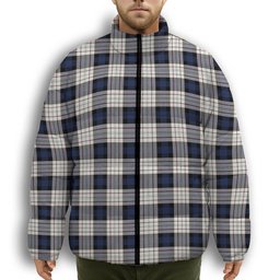 ScotsTee Shop Scottish Ferguson Dress Premium Tartan Collar Down Jacket Winter White Duck Down Plaid