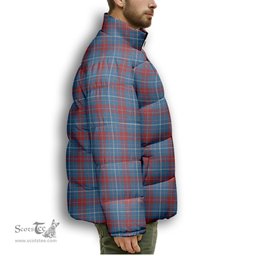 ScotsTee Shop Scottish Frame Premium Tartan Collar Down Jacket Winter White Duck Down Plaid