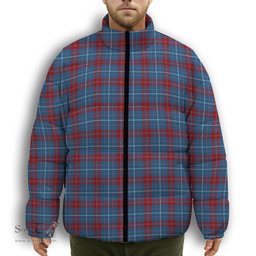 ScotsTee Shop Scottish Frame Premium Tartan Collar Down Jacket Winter White Duck Down Plaid