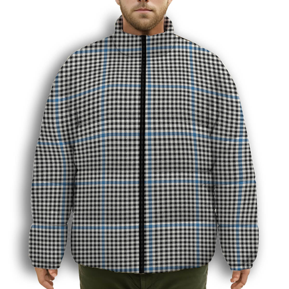ScotsTee Shop Scottish Gladstone Ancient Premium Tartan Collar Down Jacket Winter White Duck Down Plaid