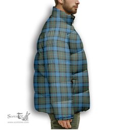 ScotsTee Shop Scottish Fergusson Ancient Premium Tartan Collar Down Jacket Winter White Duck Down Plaid