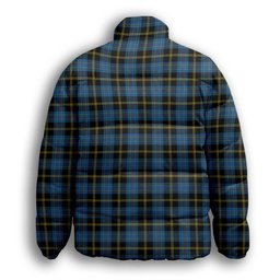 ScotsTee Shop Scottish Ewbank Modern Clan Premium Tartan Collar Down Jacket Winter White Duck Down Plaid
