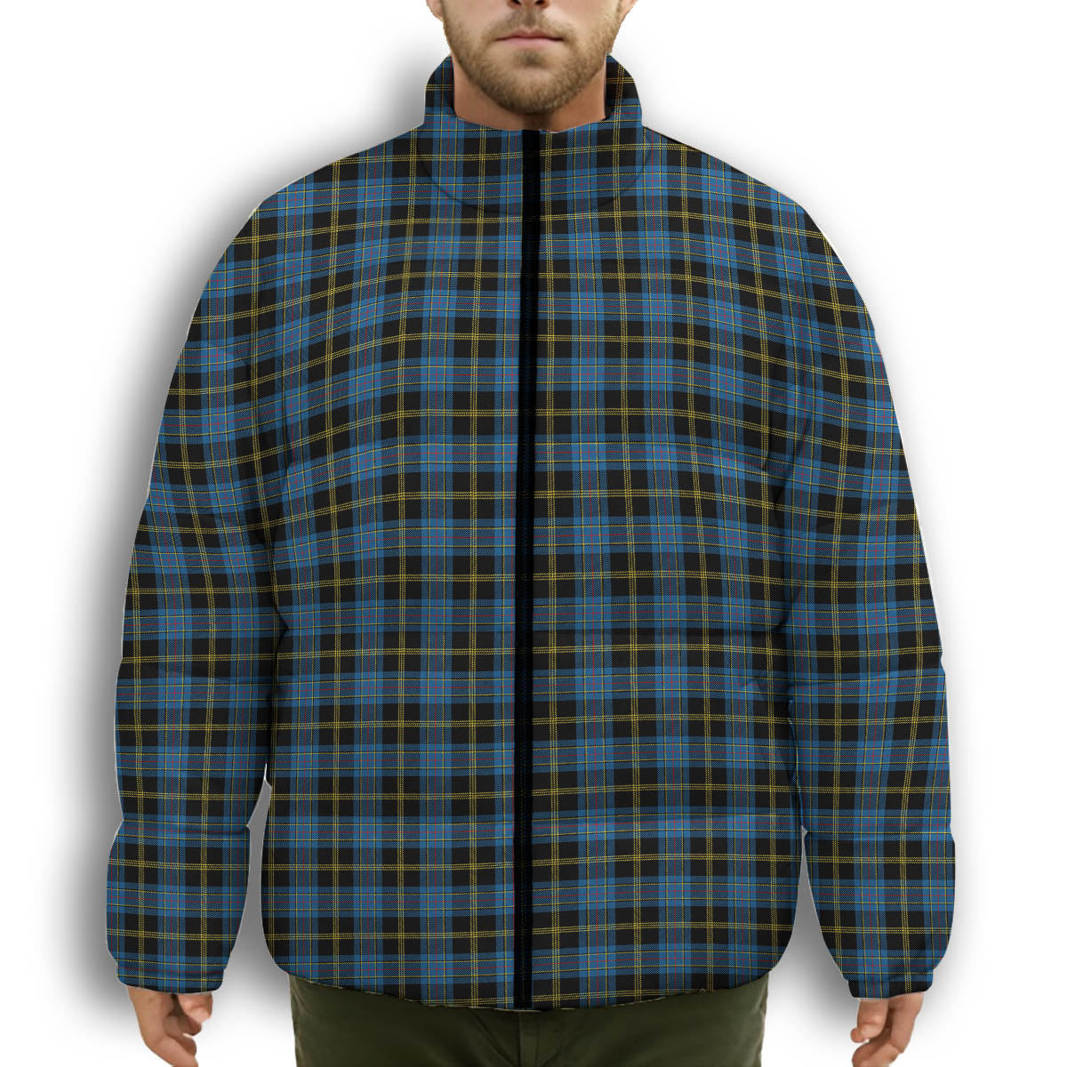 ScotsTee Shop Scottish Ewbank Modern Clan Premium Tartan Collar Down Jacket Winter White Duck Down Plaid