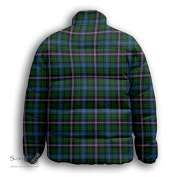 ScotsTee Shop Scottish Gemmell Premium Tartan Collar Down Jacket Winter White Duck Down Plaid