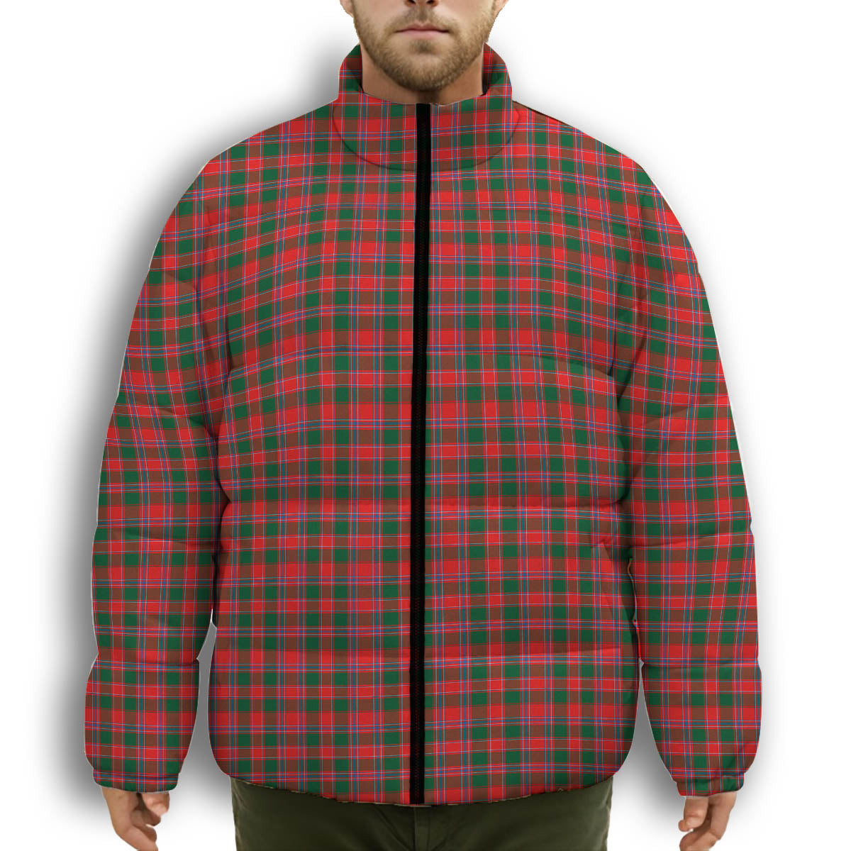 ScotsTee Shop Scottish Dalzell SC Premium Tartan Collar Down Jacket Winter White Duck Down Plaid