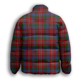 ScotsTee Shop Scottish Fitzgerald Red Premium Tartan Collar Down Jacket Winter White Duck Down Plaid