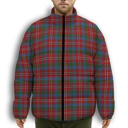 ScotsTee Shop Scottish Fitzgerald Red Premium Tartan Collar Down Jacket Winter White Duck Down Plaid