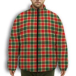ScotsTee Shop Scottish Gibson Premium Tartan Collar Down Jacket Winter White Duck Down Plaid