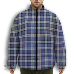 ScotsTee Shop Scottish Gillies Dress Blue Premium Tartan Collar Down Jacket Winter White Duck Down Plaid