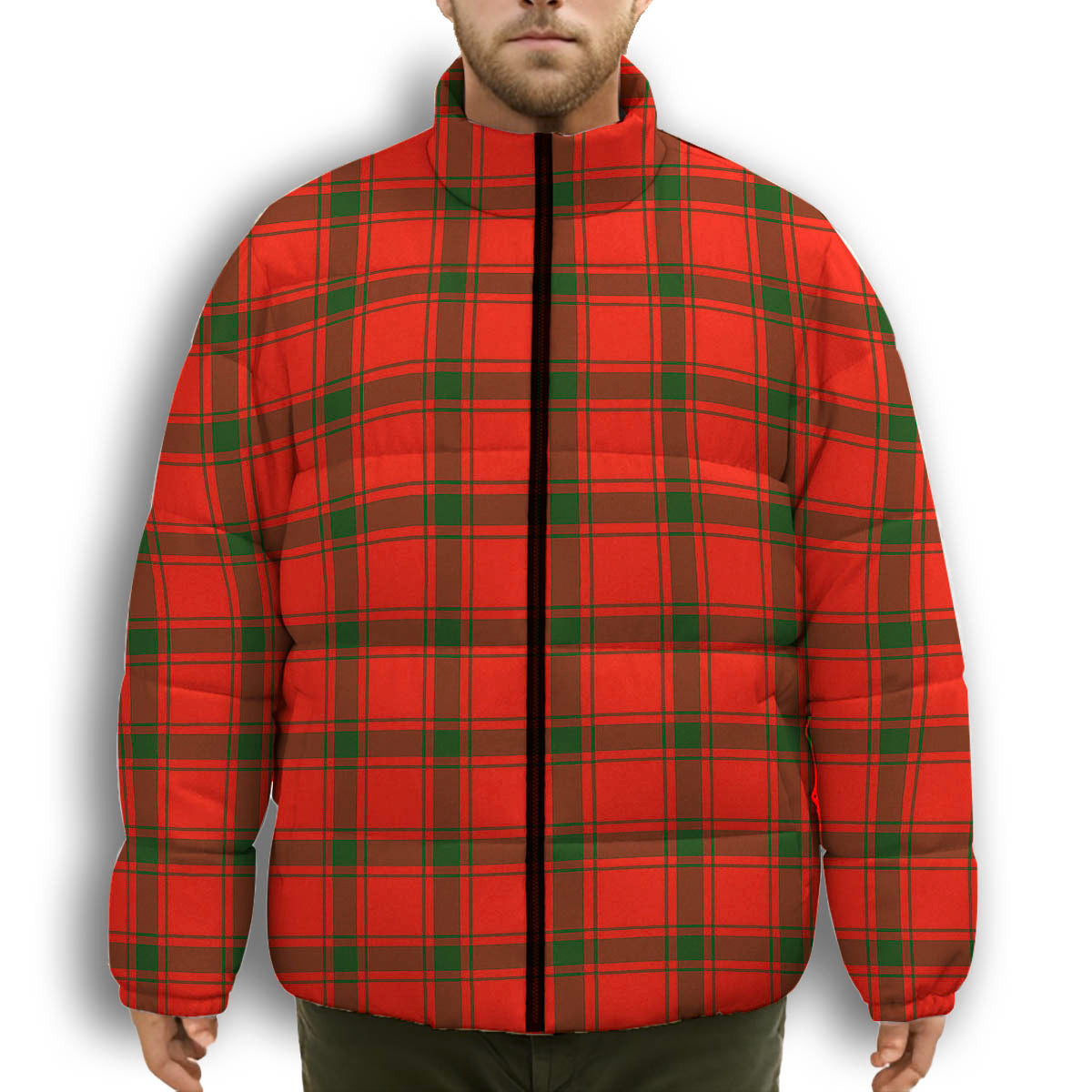 ScotsTee Shop Scottish Darroch Premium Tartan Collar Down Jacket Winter White Duck Down Plaid