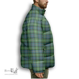 ScotsTee Shop Scottish Davidson of Tulloch Ancient Premium Tartan Collar Down Jacket Winter White Duck Down Plaid