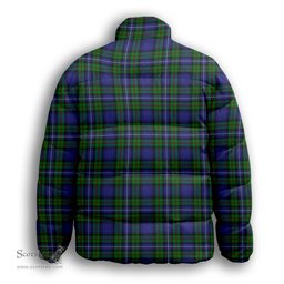 ScotsTee Shop Scottish Donnachaidh Premium Tartan Collar Down Jacket Winter White Duck Down Plaid