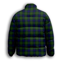 ScotsTee Shop Scottish Dundas Modern Premium Tartan Collar Down Jacket Winter White Duck Down Plaid