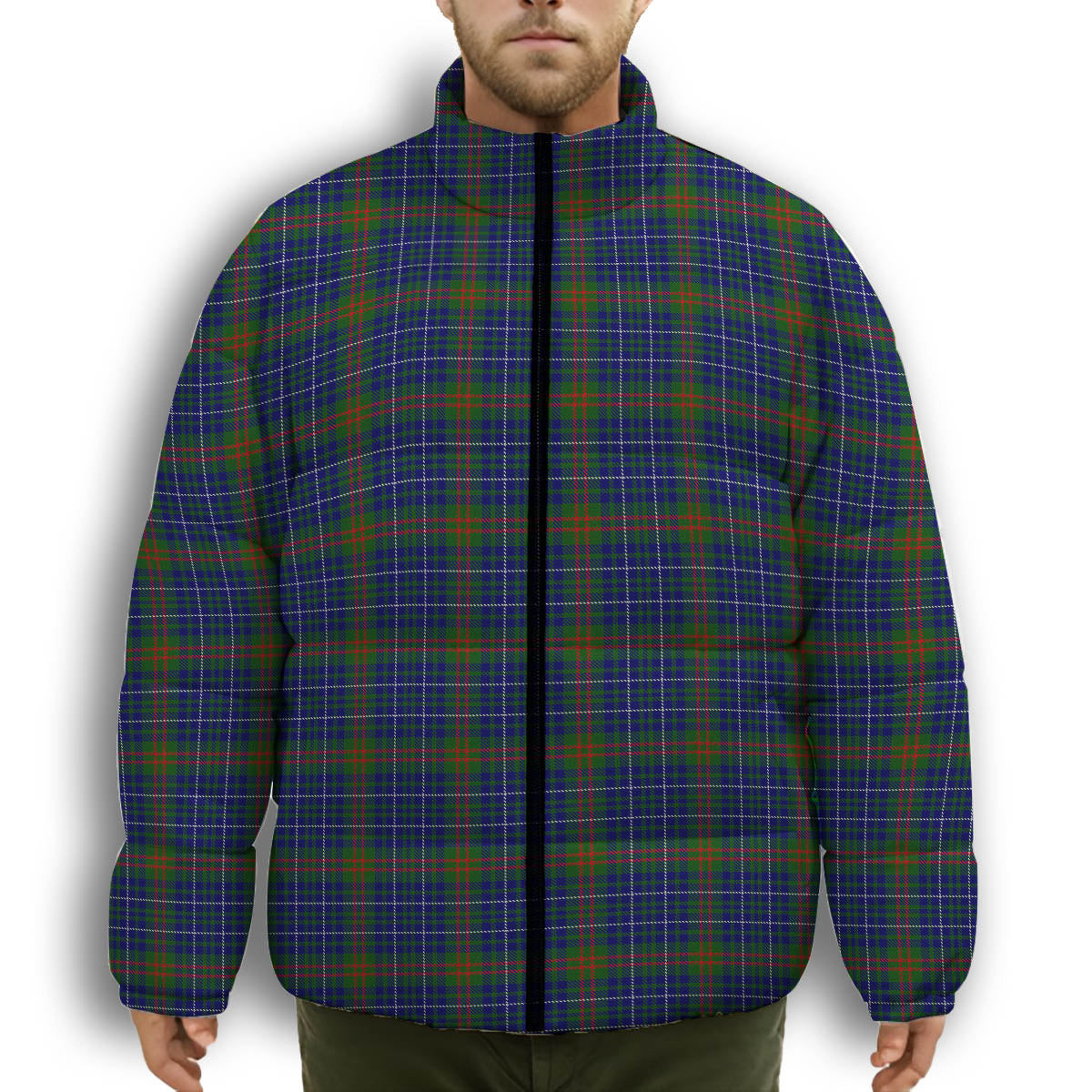 ScotsTee Shop Scottish Edmonstone of Duntreath Premium Tartan Collar Down Jacket Winter White Duck Down Plaid