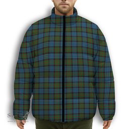 ScotsTee Shop Scottish Fletcher of Dunans Premium Tartan Collar Down Jacket Winter White Duck Down Plaid