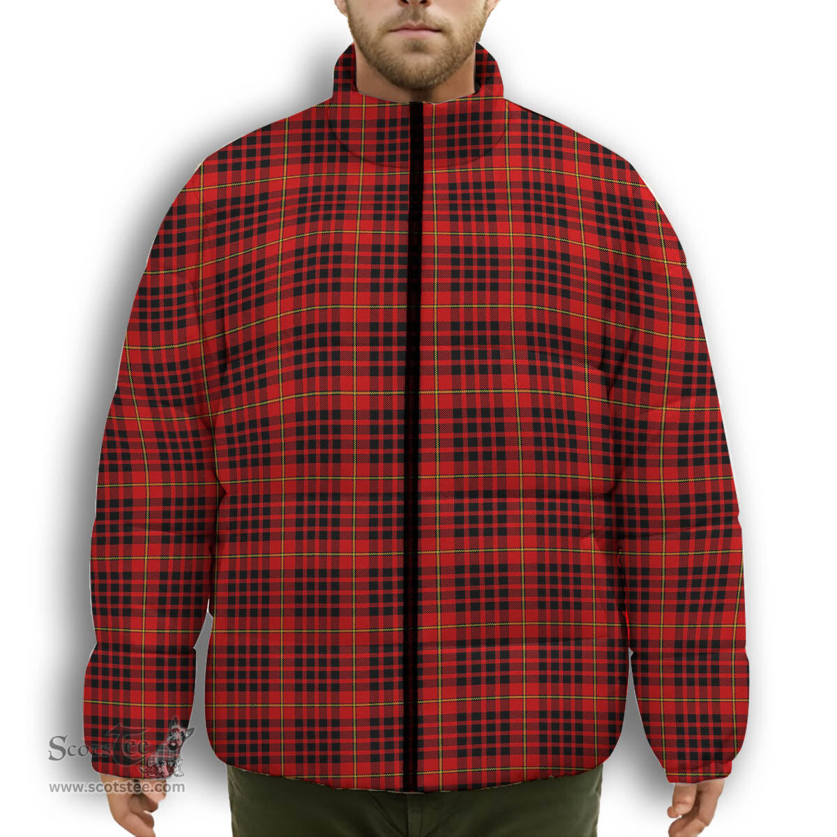 ScotsTee Shop Scottish Donald of Ardnamurchan Modern Premium Tartan Collar Down Jacket Winter White Duck Down Plaid