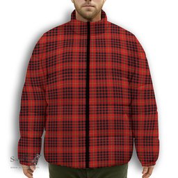 ScotsTee Shop Scottish Donald of Ardnamurchan Modern Premium Tartan Collar Down Jacket Winter White Duck Down Plaid