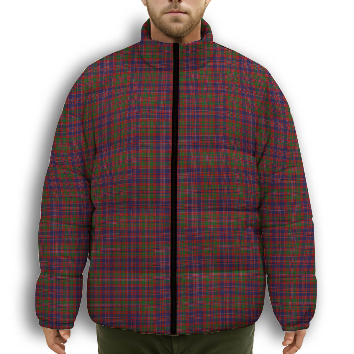 ScotsTee Shop Scottish Donald of Boisdale Premium Tartan Collar Down Jacket Winter White Duck Down Plaid