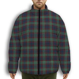 ScotsTee Shop Scottish MacNicol Hunting Modern Premium Tartan Collar Down Jacket Winter White Duck Down Plaid